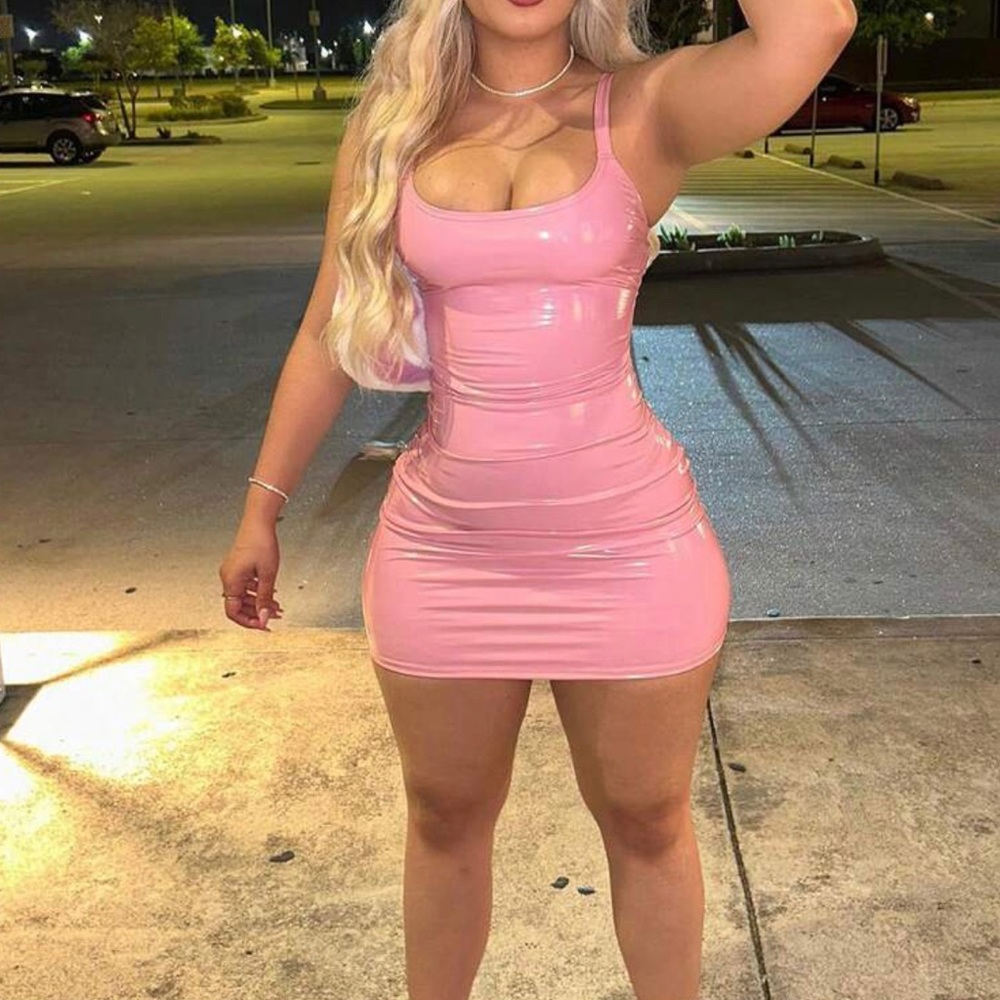 PINK Solid PU Leather Bodycon Dress 🎀 (NEW ONLY WORN ONCE)